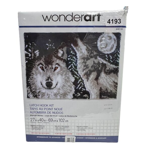 New Wonderart Latch Hook Kit‎ 27"X40" Midnight Wolves Sealed Factory Sealed - Picture 6 of 6